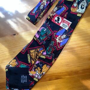 Disney Villains Black Silk Tie with Multicolor Character Print